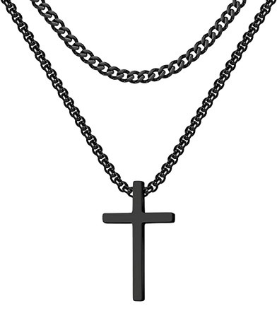 Black Cross Necklace for Men, Stainless Steel Black Cross Chain Pendant Necklace for Men Boys Mens Cross Necklaces Cross Chain Necklace for Boys Cuban Link Chain Box Chain Jewelry Gift 18 Inch | Amazon.com