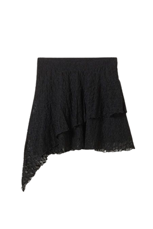 Lace Ruffle Mini Skirt - Black - Monki WW