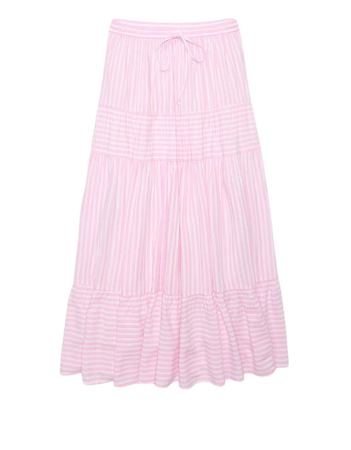 AE Tiered High-Waisted Striped Maxi Skirt