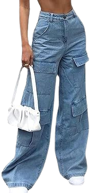 Womens Baggy Cargo Jeans Big Pocket Y2k Streetwear Vintage Flap Pocket Denim Pants at Amazon Women's Jeans store