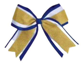 blue gold white cheer bow