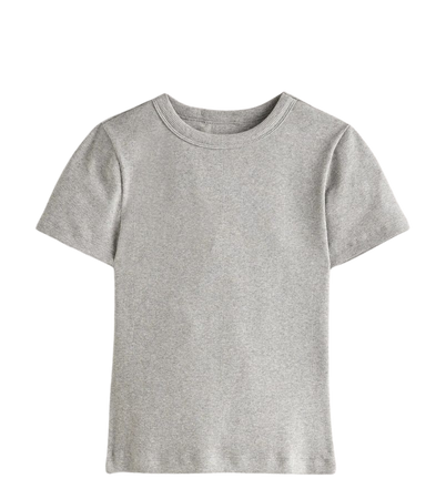 Cotton Ribbed T-Shirt - Grey Marl | Boden US