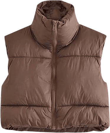 Uaneo Womens Zip Up Stand Collar Sleeveless Padded Cropped Puffer Vest at Amazon Women's Coats Shop