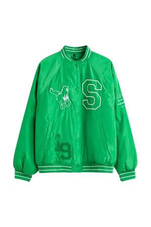 Embroidered Baseball Jacket - Green/Sunset Valley - Ladies | H&M US