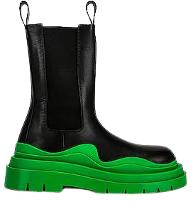 Bottega Veneta Tire Chelsea Ankle Boots in Black & Green | FWRD