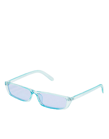 Pieces clear slim sunglasses in pastel blue | ASOS