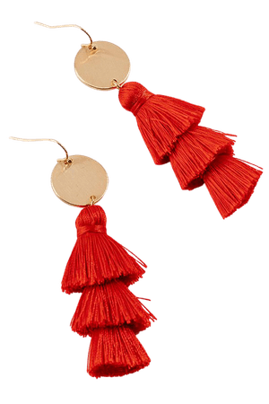 Daphne Tassel Earrings in Red | francesca's