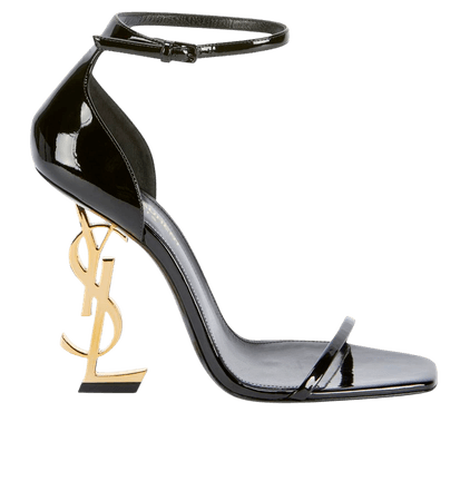 Saint Laurent Opyum YSL Logo-Heel Sandals with Golden Hardware | Neiman Marcus