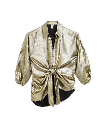 Gold tie front shirt | River Island