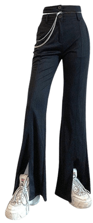 Black Slit Trousers With Chain | BOOGZEL APPAREL – Boogzel Apparel