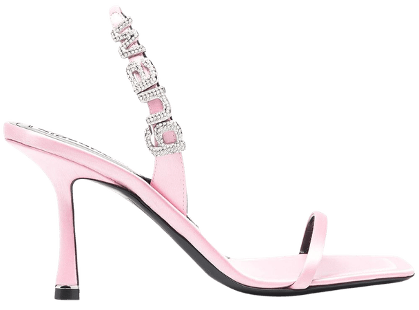 Shop pink Alexander Wang embellished logo sandals with Express Delivery - Farfetch