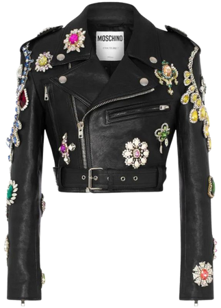 Moschino Gemstone Cropped Leather Jacket - Farfetch