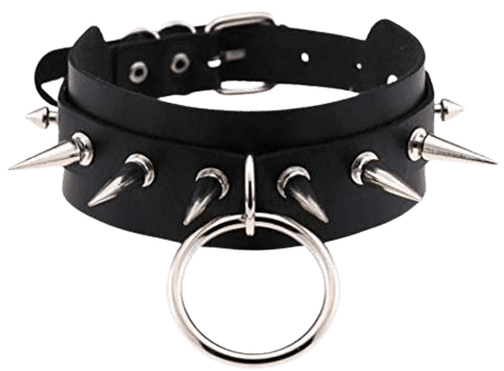 Amazon.com: Punk Gothic Genuine Leather O-Ring Spike Rivets Choker Collar Necklace Adjustable (Black): Clothing