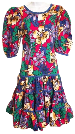Vintage Floral Poofy Dress