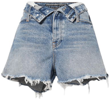 Bite Flip Fold-over Frayed Denim Shorts - Mid denim