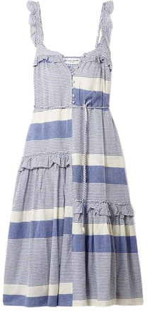 Lypie Ruffle-trimmed Striped Cotton-gauze Maxi Dress - Blue