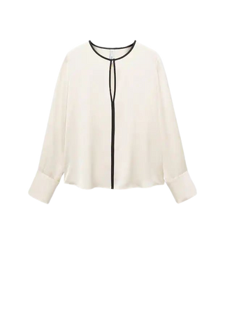 Contrast trim satin blouse - Women | Mango USA