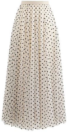 My Secret Garden Tulle Maxi Skirt in Cream Dots - Retro, Indie and Unique Fashion