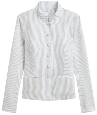 white and blue linen striped Anne-Belle jacket | agnès b.