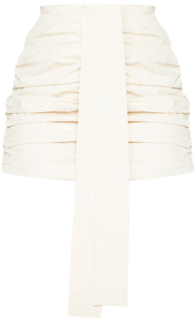 Cream Woven Ruched Mini Skirt | Skirts | PrettyLittleThing USA