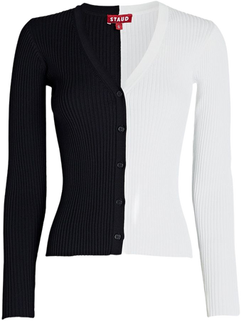STAUD Cargo Rib Knit Top In Black & White | INTERMIX®