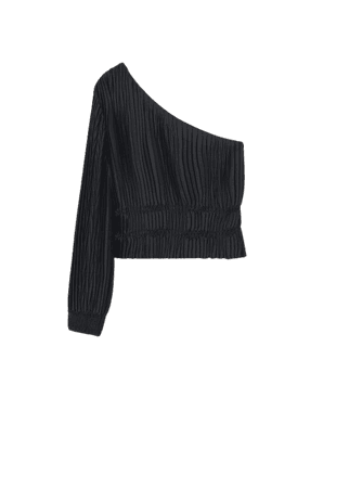 Asymmetric pleated blouse - Women | Mango USA