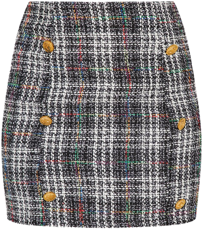 Black Tweed Button Detail Mini Skirt | PrettyLittleThing USA