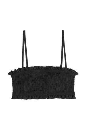 Smocked bandeau bikini top - Black - Ladies | H&M US