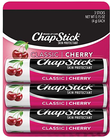 Amazon.com: ChapStick Classic (1 Blister Pack of 3 Sticks, Cherry Flavor) Skin Protectant Flavored Lip Balm Tube, 0.15 Ounce Each: Health & Personal Care