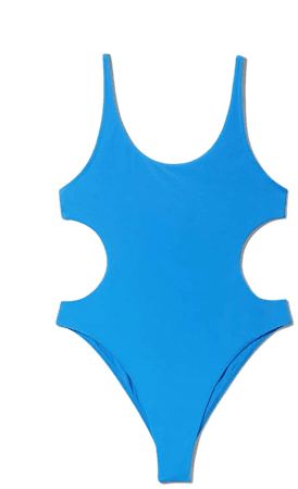 Side Cut Out Swimsuit - Blue - Weekday WW