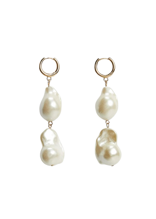 Boucles d'oreilles deux perles - Femme | Mango France