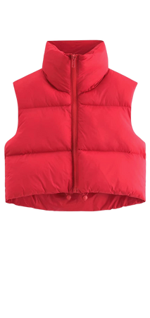 Red crop puffer vest