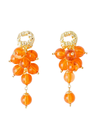 Orange Crystal Grape Drop Earrings - Retro, Indie and Unique Fashion