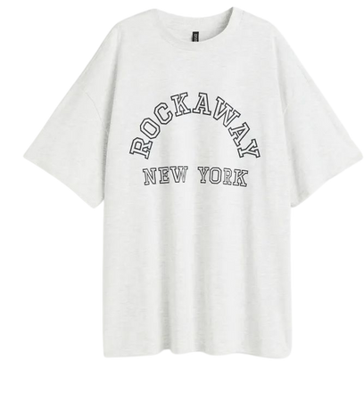 Oversized Printed T-shirt - Light gray melange/Rockaway - Ladies | H&M US