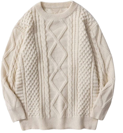 Aelfric Eden Oversized Knit Sweater Solid Vintage Pullover Sweater Unisex Woven Crewneck Knitted Tops Khaki