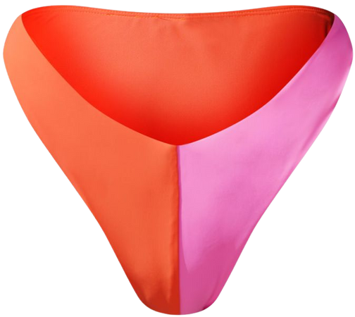 Pink Orange Colour Block V Front Bikini Bottoms | PrettyLittleThing CA