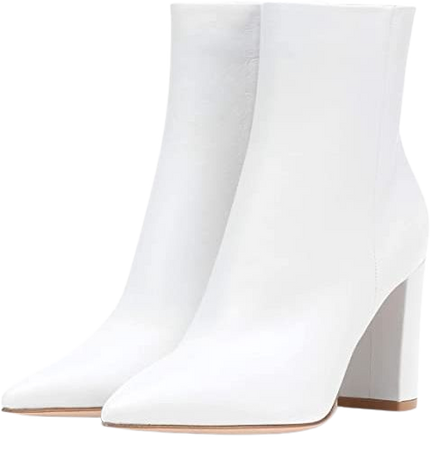 Amazon.com | MIRAAZZURRA Women Ankle Booties Block High Heel Pointy Toe Boots Black Casual Zipper Booties for Women | Shoes