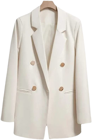 Amazon.com: White Women Autumn Double Breasted Slim Women Jackets Black Spring Elegant Fashion Pocket Solid Coats Korean Style : Clothing, Shoes & Jewelry