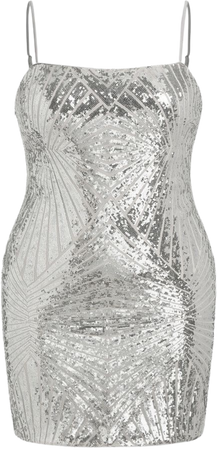 Metallic Sequin Square Neck Mini Dress Curve & Plus - Cider