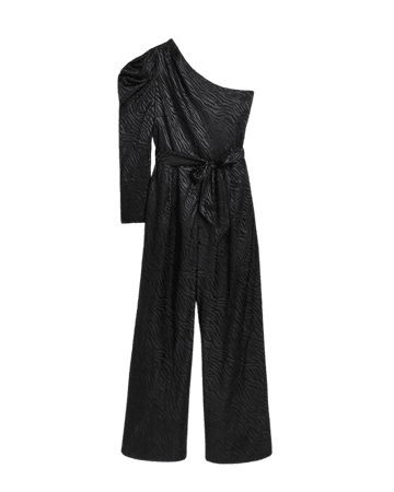 Black asymmetric wide leg jumpsuit | River Island