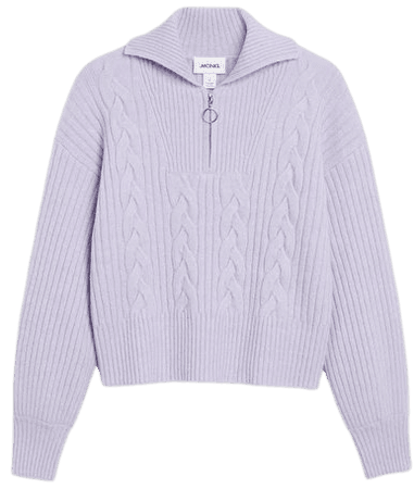 Purple knitted half zip sweater - Light purple - Monki WW