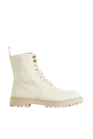 Chunky canvas boots - Cream - Ladies | H&M US