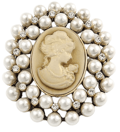 Amazon.com: Avalaya Victorian Inspired Faux Pearl Cameo Brooch in Antique Gold Tone - 55mm: Jewelry