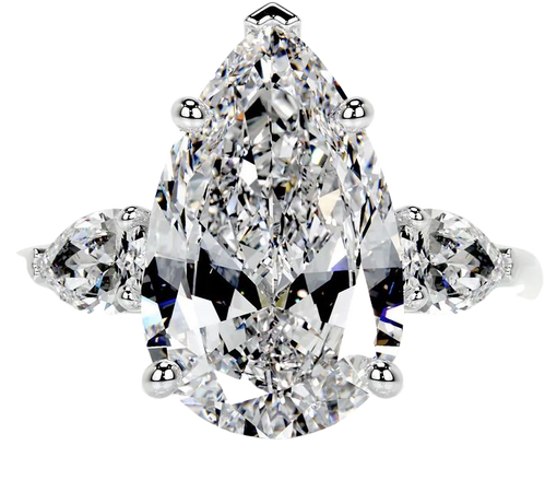 5.50 Carat 3 Pear Stone White 14k Diamond Ring $54,840.00