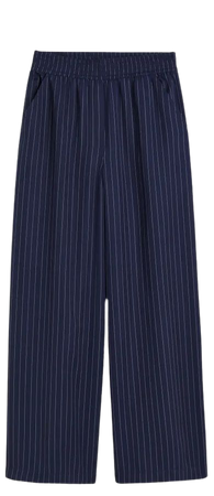 Wide-leg Twill Pants - Navy blue/pinstriped - Ladies | H&M US