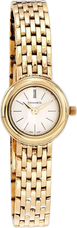 C. 1990 Vintage Tiffany Jewelry Women's 21mm 18kt Yellow Gold Watch. Size 7 | Sidney Thomas