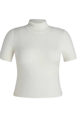 White Short Sleeved Turtleneck