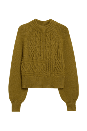 Balloon sleeve knit sweater - Olive green - Jumpers - Monki WW
