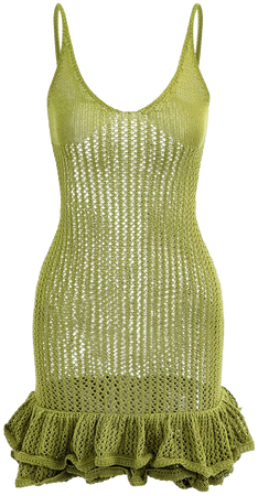 Open Knit Ruffle Hem Cami Mini Dress – Micas