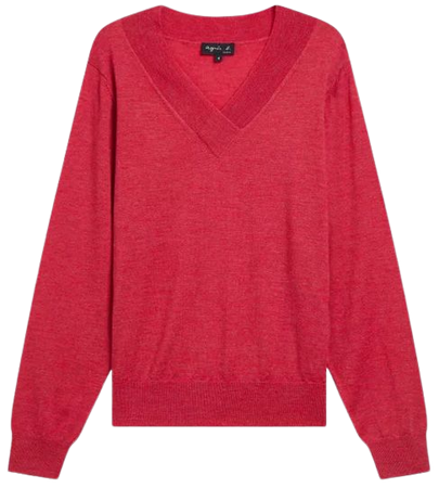 red merino wool V-neck sweater | agnès b.
